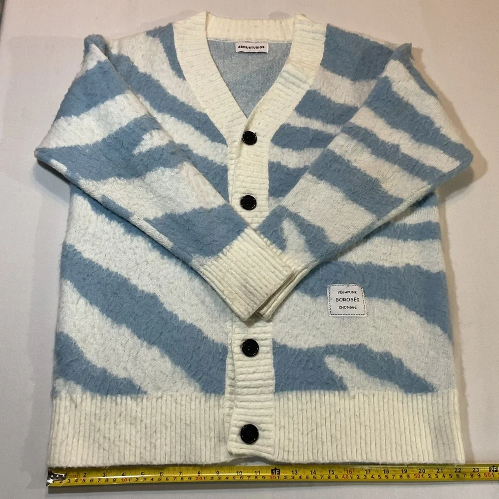 ZBCR Studios White/Blue Design Cardigan (No Tag) Size Large Vegapunk Gorosei - Picture 4 of 7